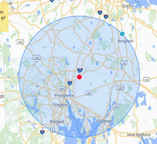 Service area map in-home WiFi repair Attleboro MA